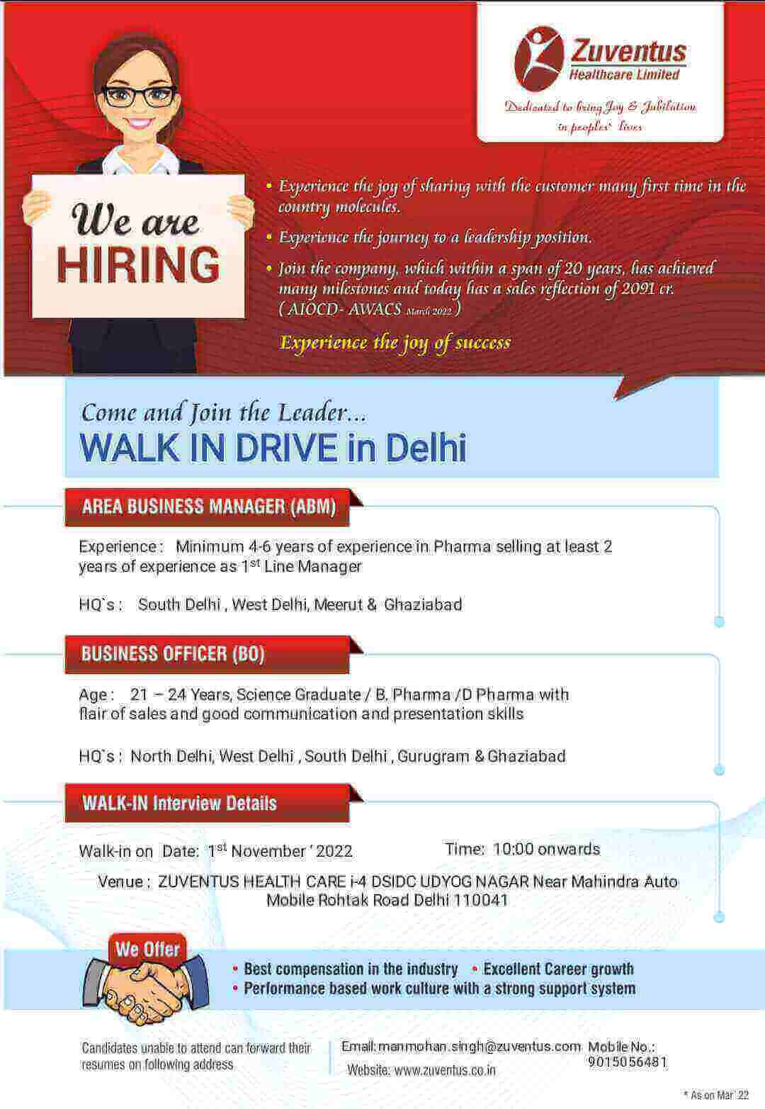 Zuventus Healthcare Jobs at Delhi